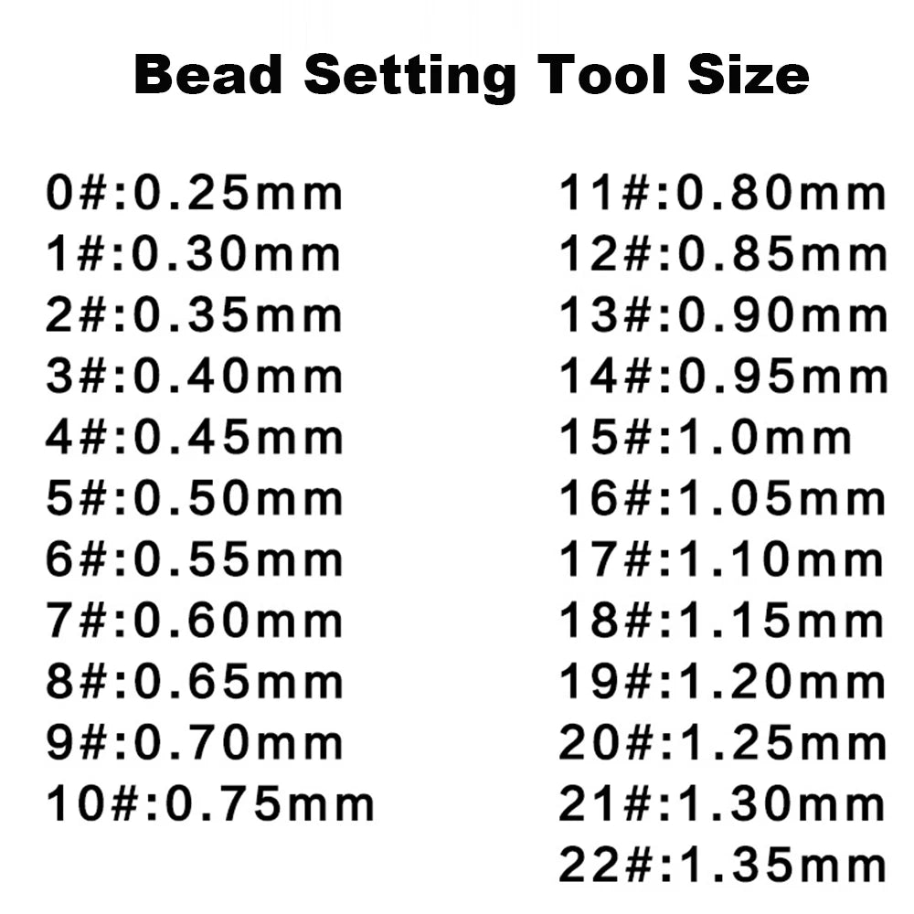 100PCS Jewelry Diamond Stone Setting Tool Beading Tools High Quality Metal Forming and Stamping Tool #0-#22 Bead Grain Tools Set