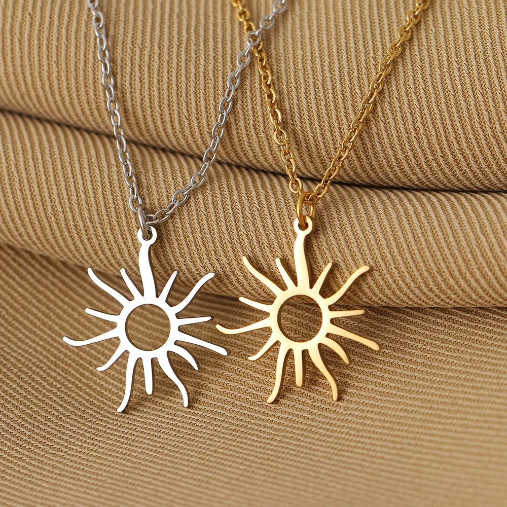 Stainless Steel Necklaces Exquisite Big Sun Style Pendant Collar Chain Fashion Necklace For Women Men Jewelry Friends Best Gifts