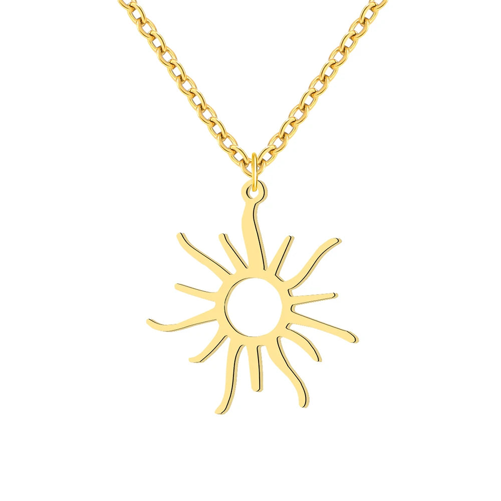 Stainless Steel Necklaces Exquisite Big Sun Style Pendant Collar Chain Fashion Necklace For Women Men Jewelry Friends Best Gifts