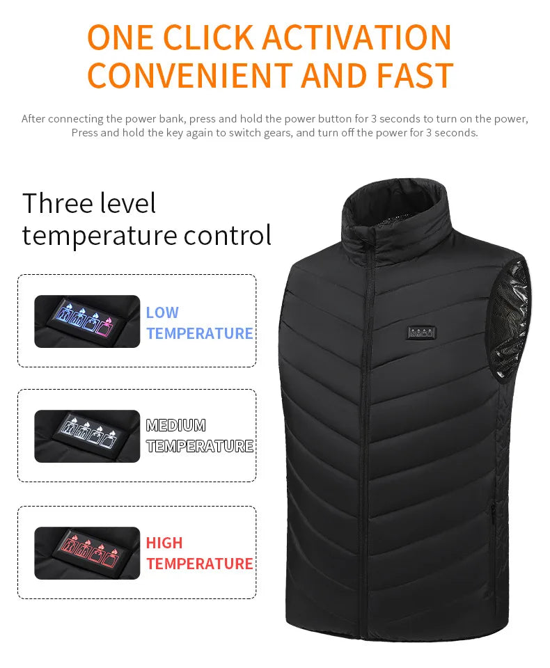 27 Areas Electric Heated Vest Heated Jackets Men Women Sportswear Heated Carbon Fibre Heat Coat USB Heating Jacket For Outdoor