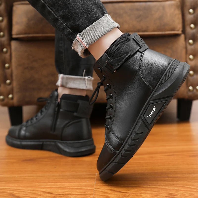 Leather Men's Ankle Boots Outdoor fashion Mens Leisure Boots Lightweight Designer Male Warm Work Boots Classic Handmade Boots