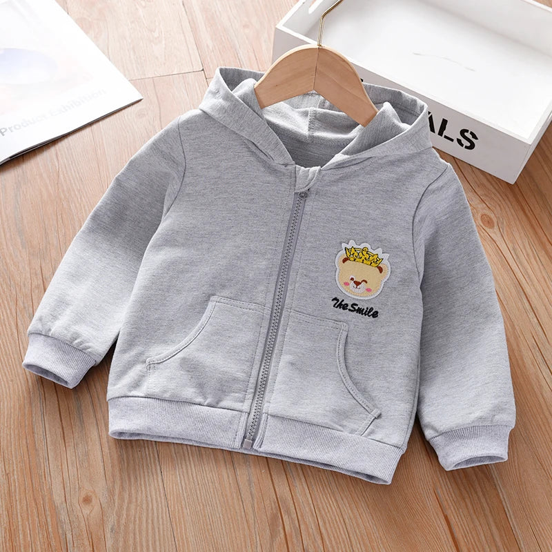 1-7 Years Old Girls' Hoodie Spring And Autumn Children'S Pure Cotton Zipper Cardigan Casual Outdoor With Kids Embroidered Top