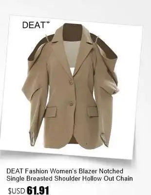 DEAT Fashion Women's Woolen Coat Lapel Silm Single Breasted Long Sleeves Beige Lined Blends Overcoat Winter 2024 New 7AB5487