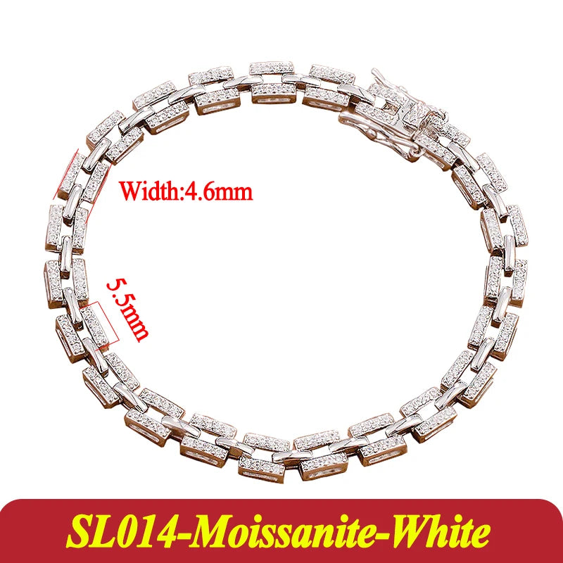 Luxury Moisssanite Tennis Bracelet 925 Sterling Silver Wedding Fine Jewelry Moisssanite New Diamond Tennis Chain for Women Gift