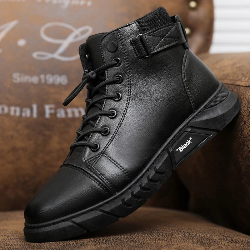 Leather Men's Ankle Boots Outdoor fashion Mens Leisure Boots Lightweight Designer Male Warm Work Boots Classic Handmade Boots