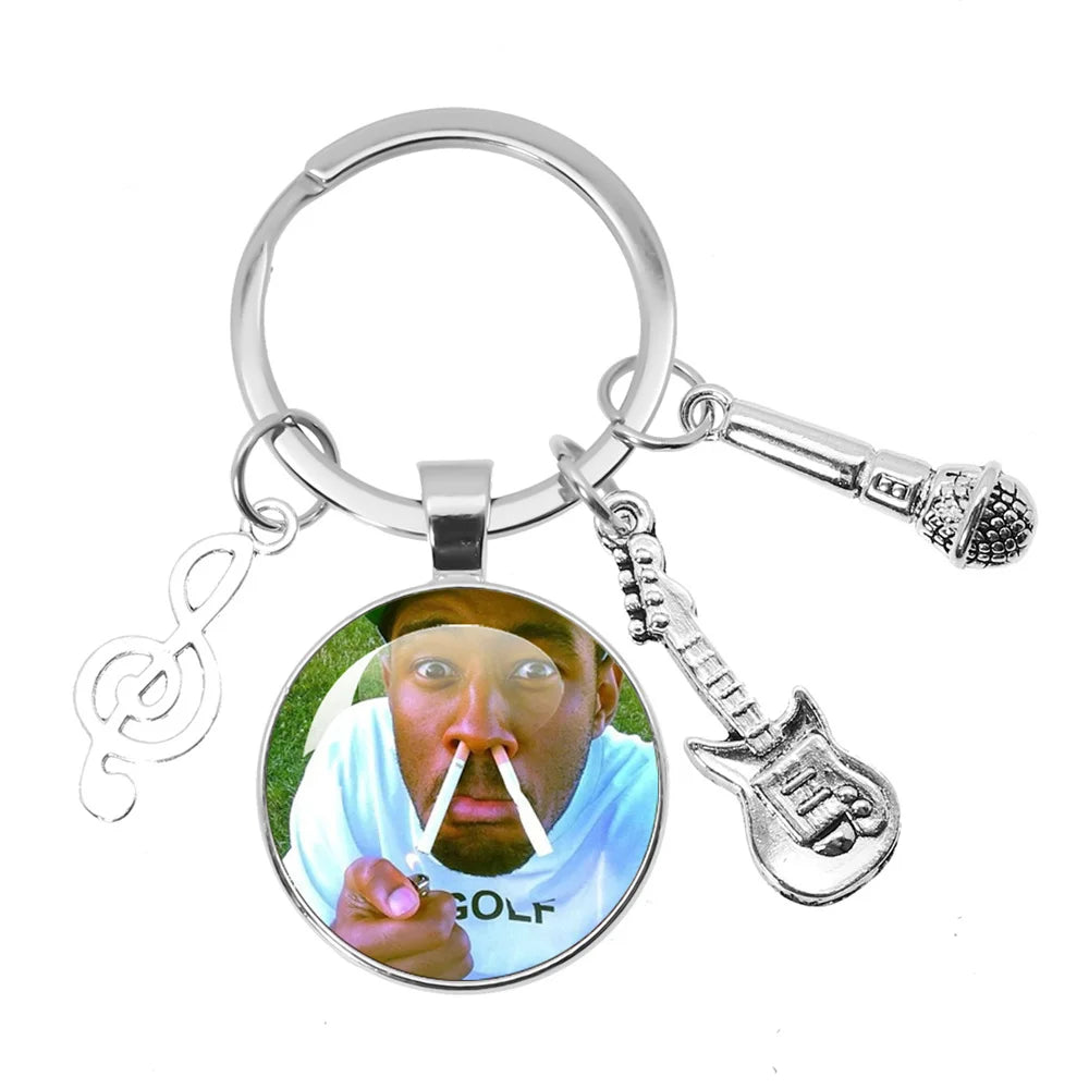 Hip-Hop Rapper Tyler Music Themed Keychain Jewelry Backpack Accessories Souvenir Pendant Key Ring Funny Meme Hip Hop Punk Gift