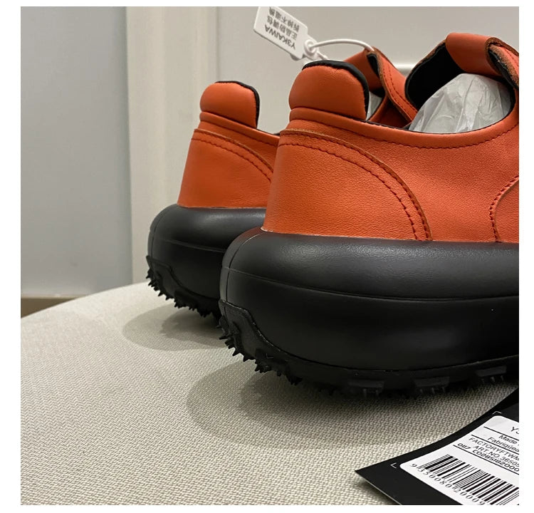 New Trendy Men's Casual Shoes Calf Leather Black Samurai Leather Sneakers Man Breathable Heighten Sports Shoes Platform Trainers