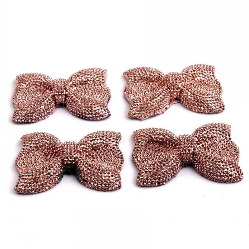 Kwoi Vita Middle Vertical Hole 42x54MM Chunky Resin Rhinestone Bows Beads 50PCS A Lot For  Jewelry