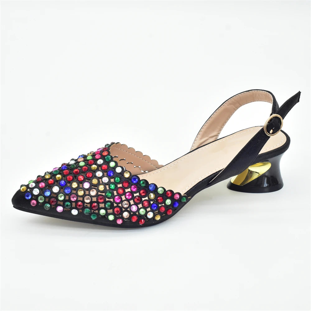 Black Color Shoes and Bags Set for Women 2024 Italian Shoe and Bag for Nigeria Party Italy Elegant Heeled Pumps for Wedding