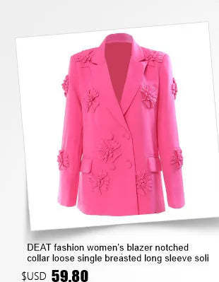 DEAT Fashion Women's Woolen Coat Lapel Silm Single Breasted Long Sleeves Beige Lined Blends Overcoat Winter 2024 New 7AB5487