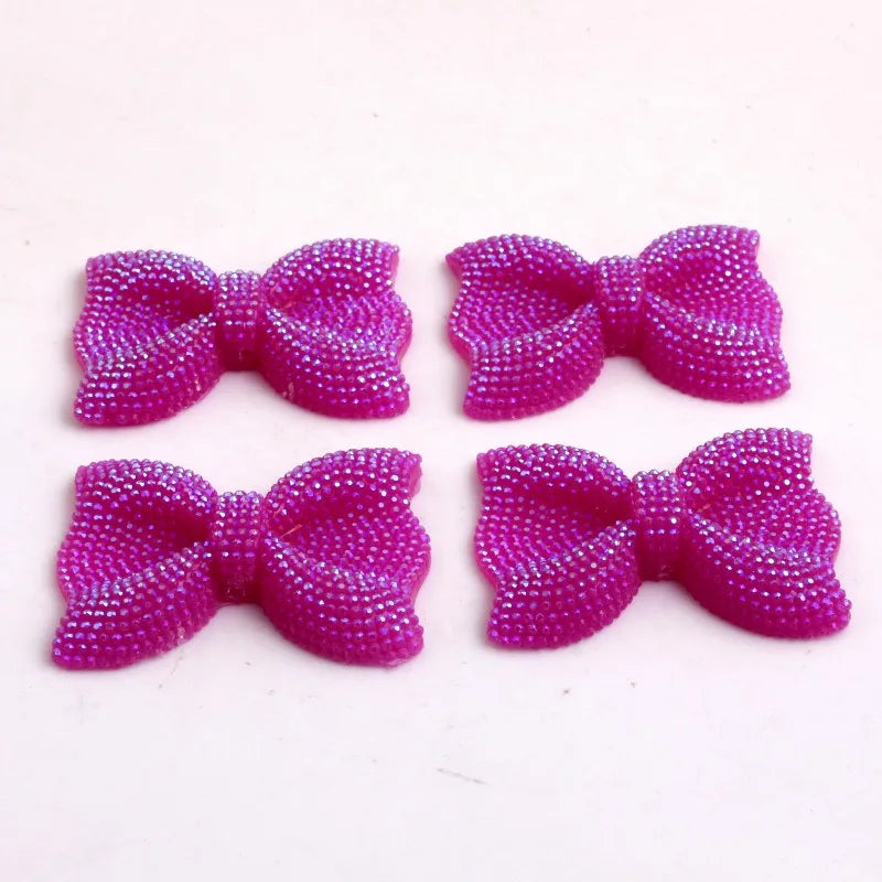 Kwoi Vita Middle Vertical Hole 42x54MM Chunky Resin Rhinestone Bows Beads 50PCS A Lot For  Jewelry