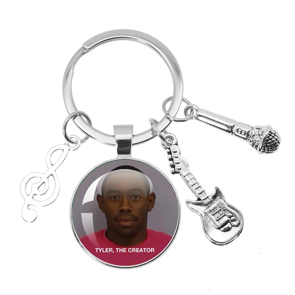 Hip-Hop Rapper Tyler Music Themed Keychain Jewelry Backpack Accessories Souvenir Pendant Key Ring Funny Meme Hip Hop Punk Gift