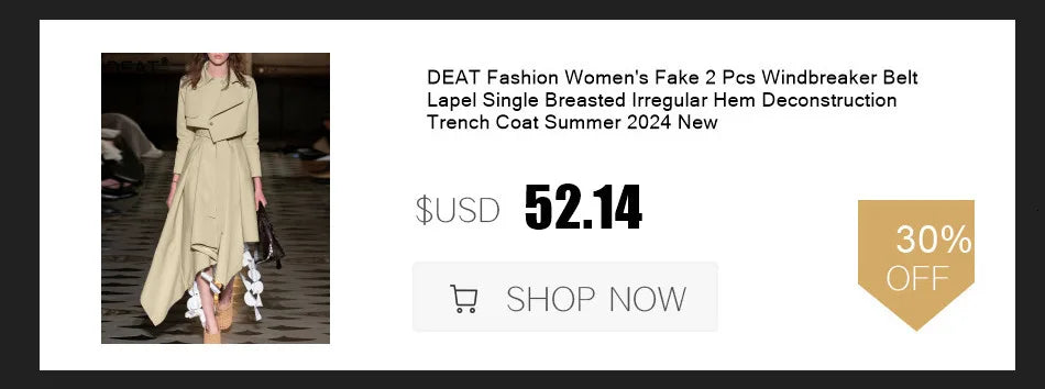 DEAT Fashion Women's Woolen Coat Lapel Silm Single Breasted Long Sleeves Beige Lined Blends Overcoat Winter 2024 New 7AB5487