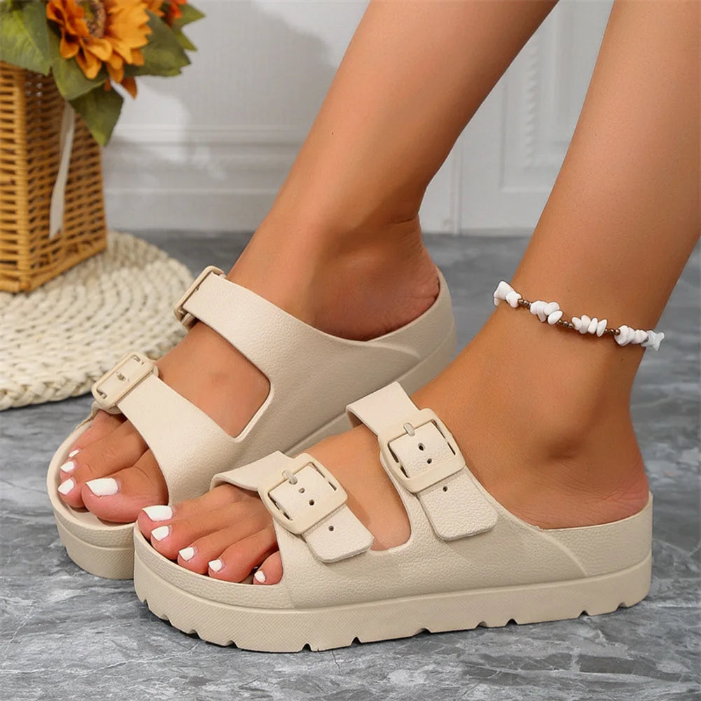 Summer Women Slipper Outdoor Beach Sandals EVA Platform flip flops For House Slides buckle Soft Thick Sole Sandals