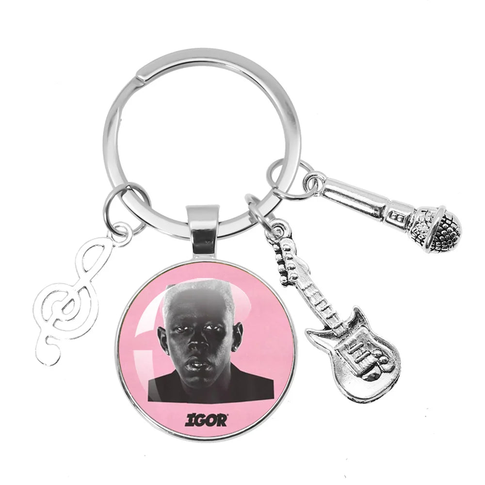 Hip-Hop Rapper Tyler Music Themed Keychain Jewelry Backpack Accessories Souvenir Pendant Key Ring Funny Meme Hip Hop Punk Gift
