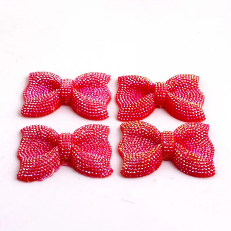 Kwoi Vita Middle Vertical Hole 42x54MM Chunky Resin Rhinestone Bows Beads 50PCS A Lot For  Jewelry