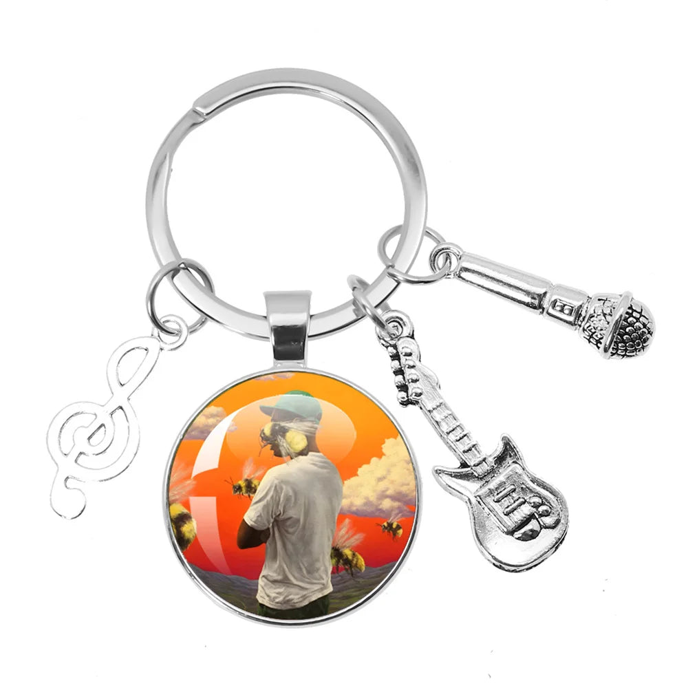 Hip-Hop Rapper Tyler Music Themed Keychain Jewelry Backpack Accessories Souvenir Pendant Key Ring Funny Meme Hip Hop Punk Gift