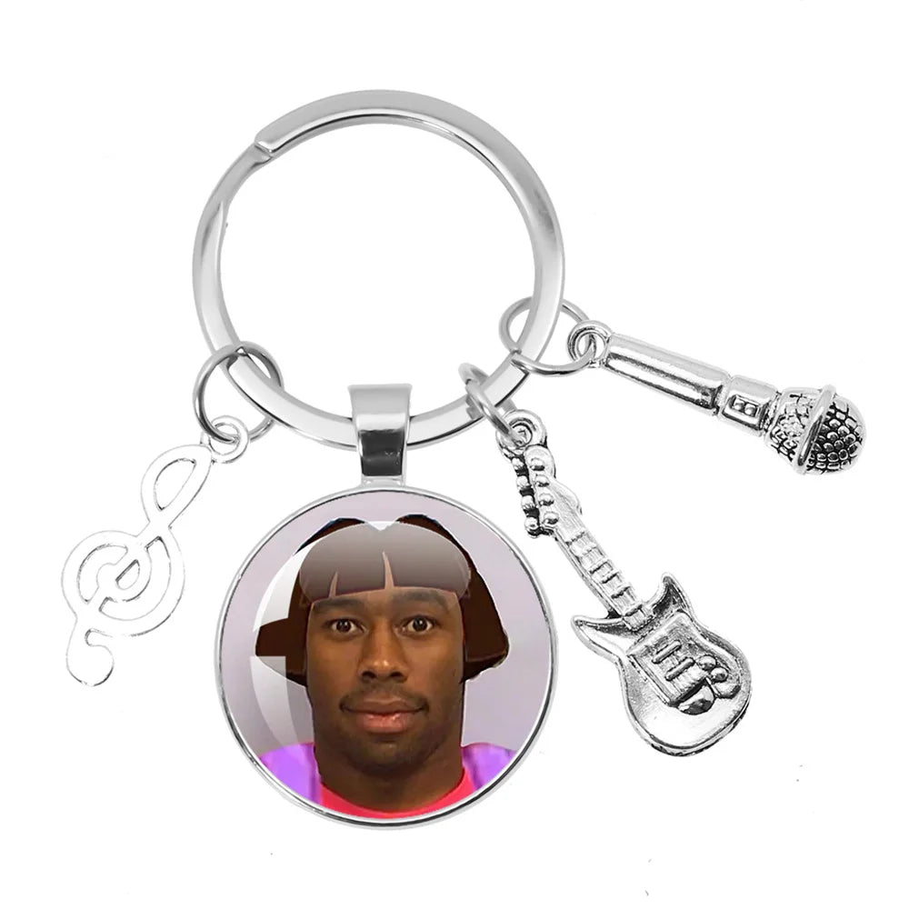 Hip-Hop Rapper Tyler Music Themed Keychain Jewelry Backpack Accessories Souvenir Pendant Key Ring Funny Meme Hip Hop Punk Gift