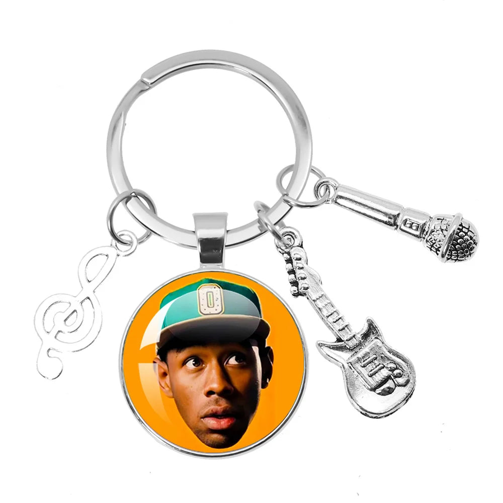 Hip-Hop Rapper Tyler Music Themed Keychain Jewelry Backpack Accessories Souvenir Pendant Key Ring Funny Meme Hip Hop Punk Gift