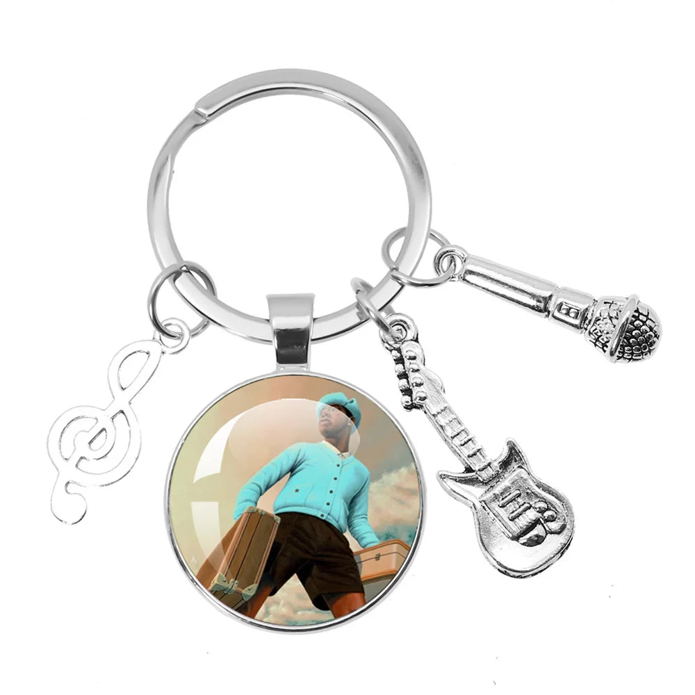 Hip-Hop Rapper Tyler Music Themed Keychain Jewelry Backpack Accessories Souvenir Pendant Key Ring Funny Meme Hip Hop Punk Gift