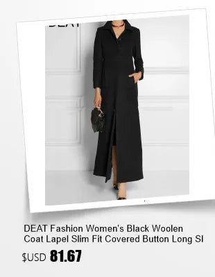 DEAT Fashion Women's Woolen Coat Lapel Silm Single Breasted Long Sleeves Beige Lined Blends Overcoat Winter 2024 New 7AB5487