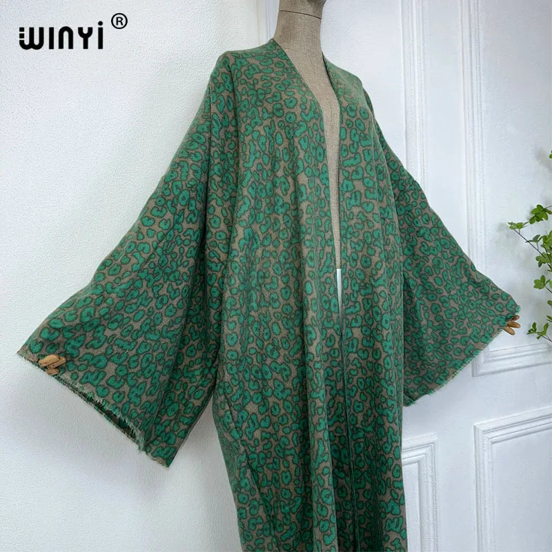 WINYI winter coat Africa women Retro print tassel Luxury Fur Loose OverCoat Thick Warm long down coat Europe cardigan new abaya