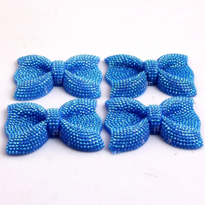 Kwoi Vita Middle Vertical Hole 42x54MM Chunky Resin Rhinestone Bows Beads 50PCS A Lot For  Jewelry