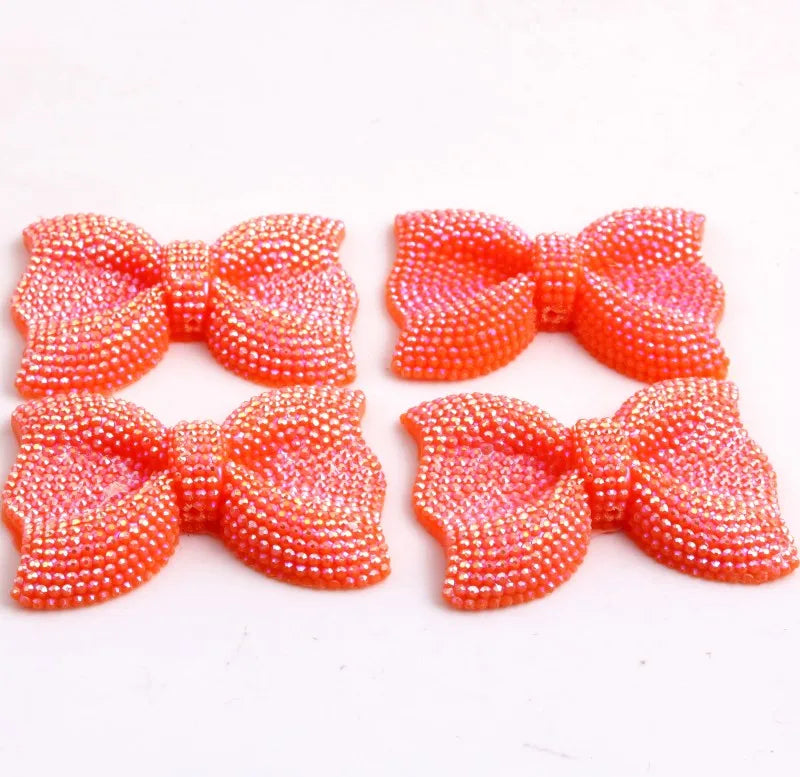 Kwoi Vita Middle Vertical Hole 42x54MM Chunky Resin Rhinestone Bows Beads 50PCS A Lot For  Jewelry