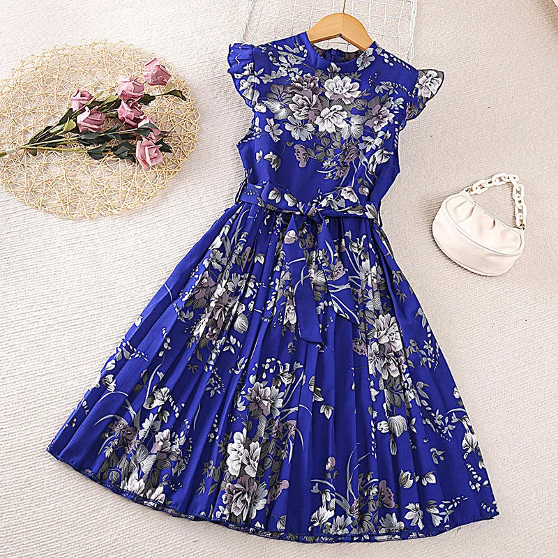 4-12 Years Flowers Girls Dress Summer Sleeveless Fashion Elegant Little Princess Dress Birthday Dance Party Gifts Kids Clothes