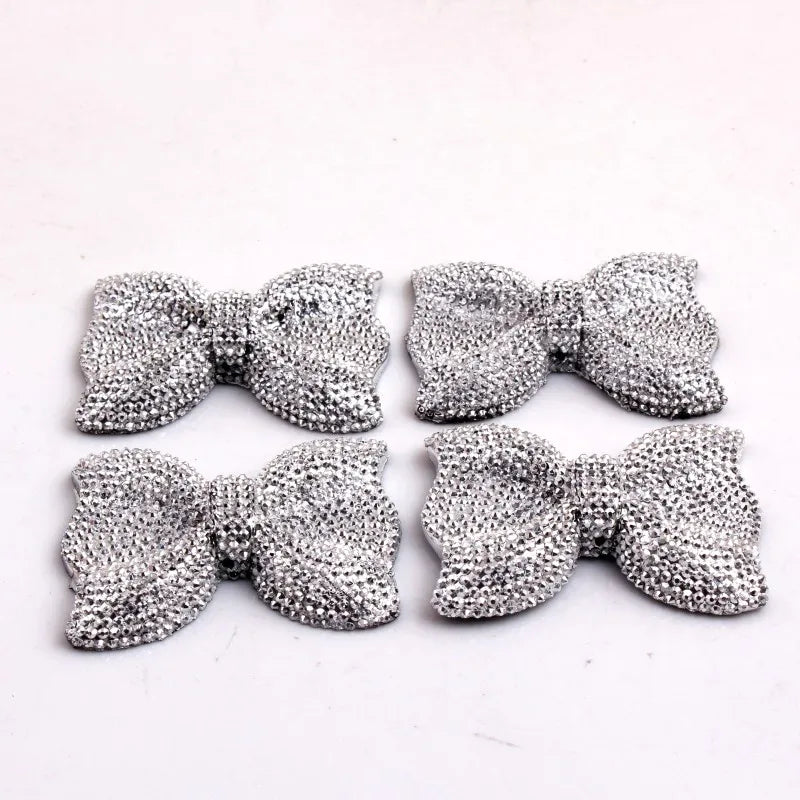 Kwoi Vita Middle Vertical Hole 42x54MM Chunky Resin Rhinestone Bows Beads 50PCS A Lot For  Jewelry