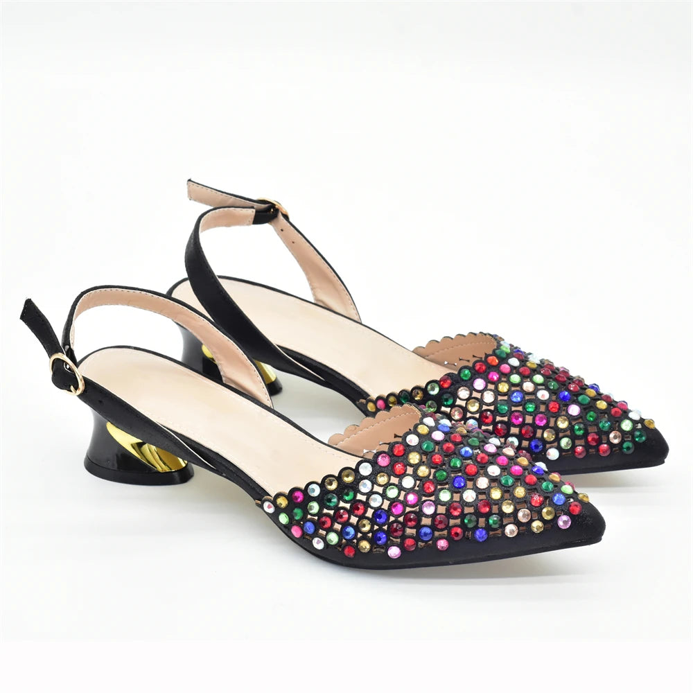 Black Color Shoes and Bags Set for Women 2024 Italian Shoe and Bag for Nigeria Party Italy Elegant Heeled Pumps for Wedding