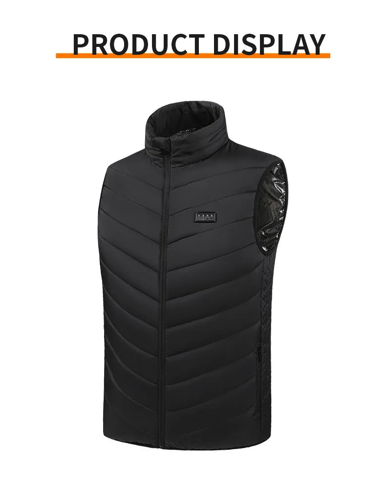27 Areas Electric Heated Vest Heated Jackets Men Women Sportswear Heated Carbon Fibre Heat Coat USB Heating Jacket For Outdoor