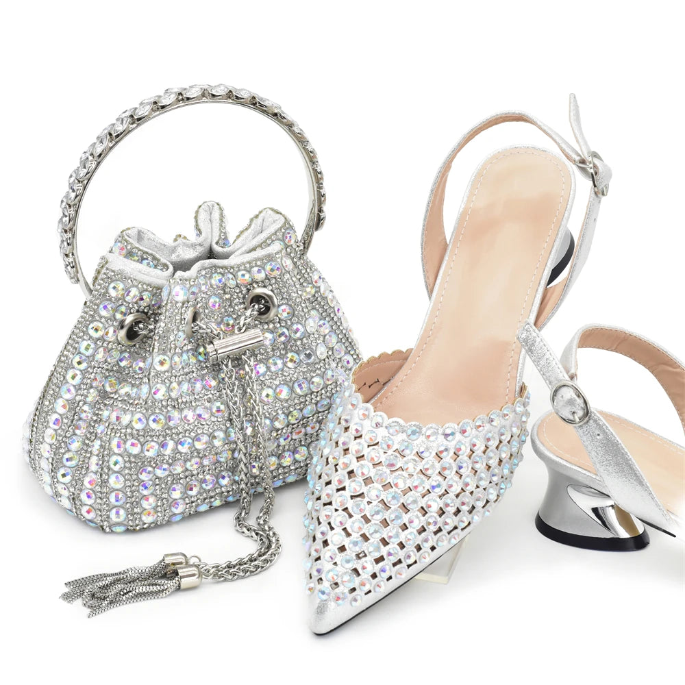 Black Color Shoes and Bags Set for Women 2024 Italian Shoe and Bag for Nigeria Party Italy Elegant Heeled Pumps for Wedding