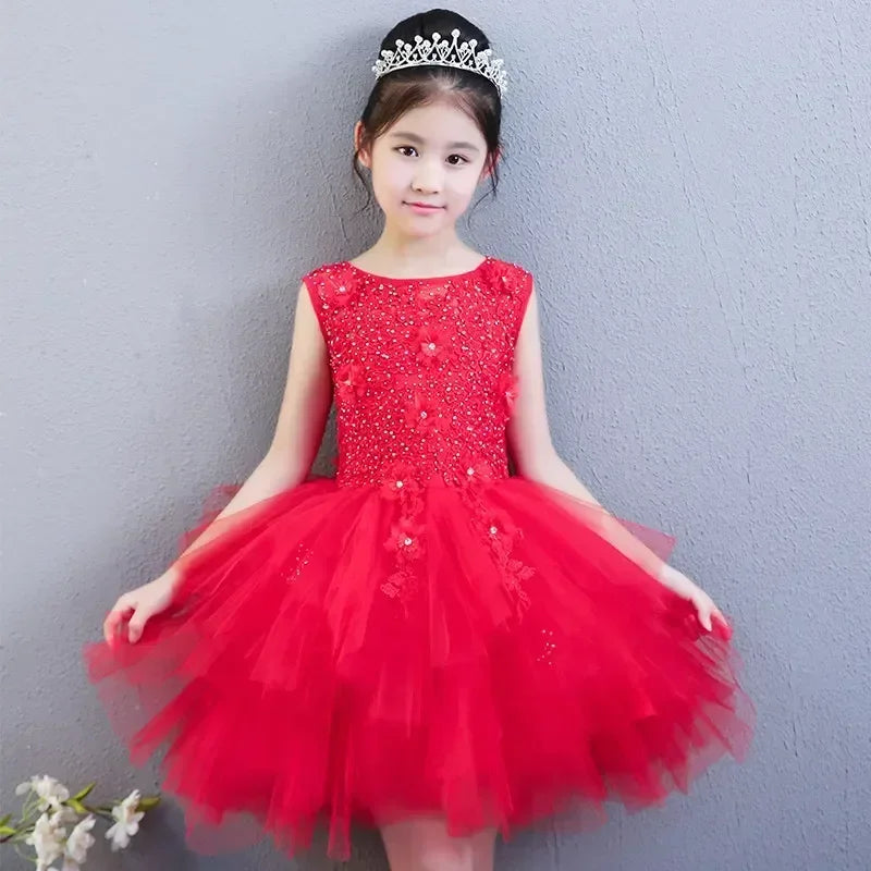 Custom Made Luxury Grey Pageant Dress Kids Birthday Wedding Ball Gown Party Dress Crystal Bandage Flower Girl Dresses Long Train