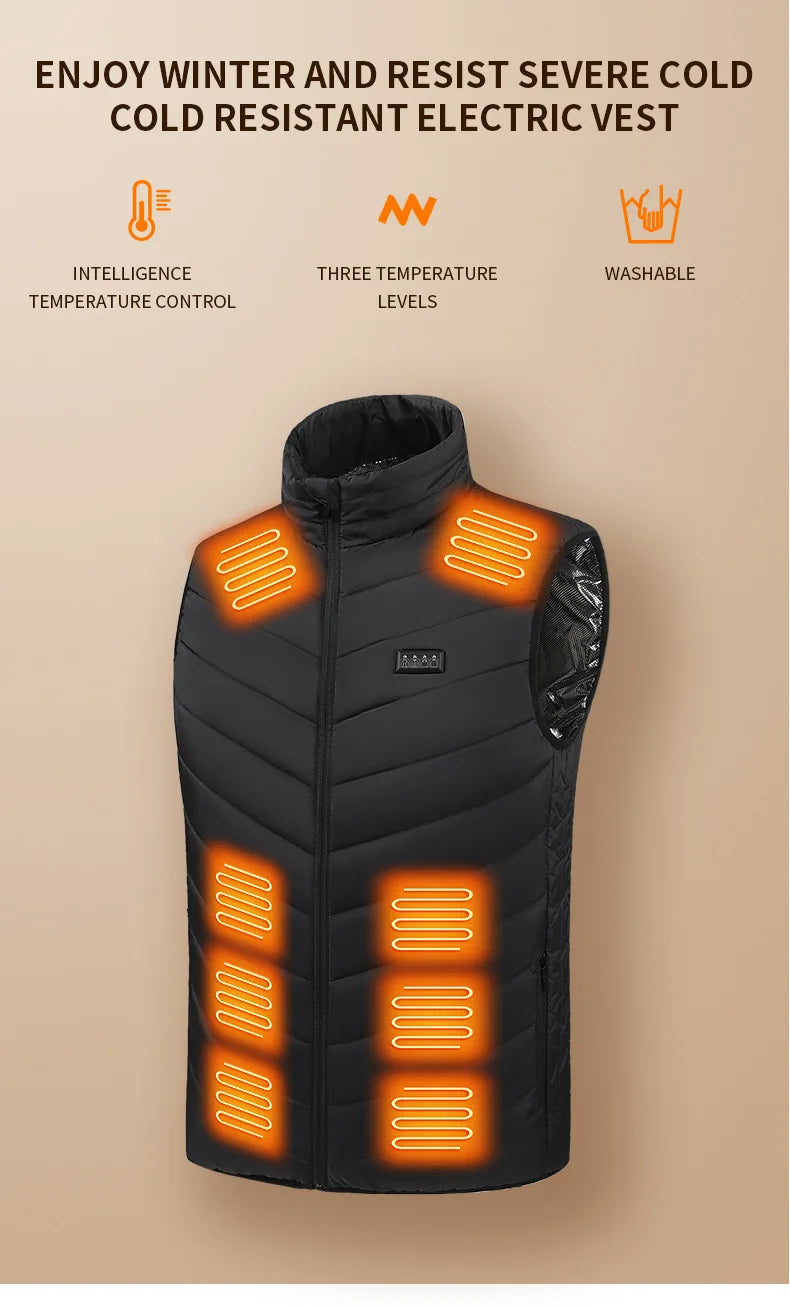 27 Areas Electric Heated Vest Heated Jackets Men Women Sportswear Heated Carbon Fibre Heat Coat USB Heating Jacket For Outdoor