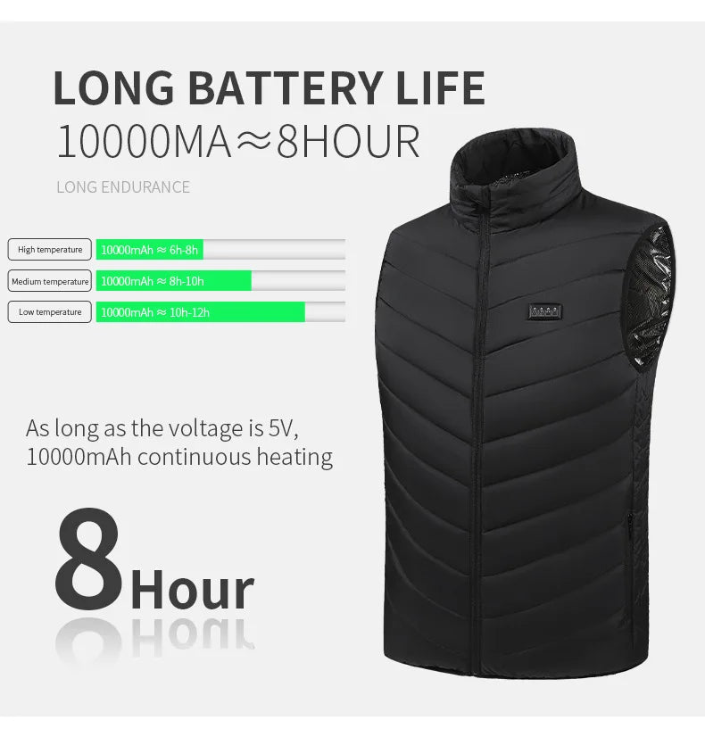 27 Areas Electric Heated Vest Heated Jackets Men Women Sportswear Heated Carbon Fibre Heat Coat USB Heating Jacket For Outdoor