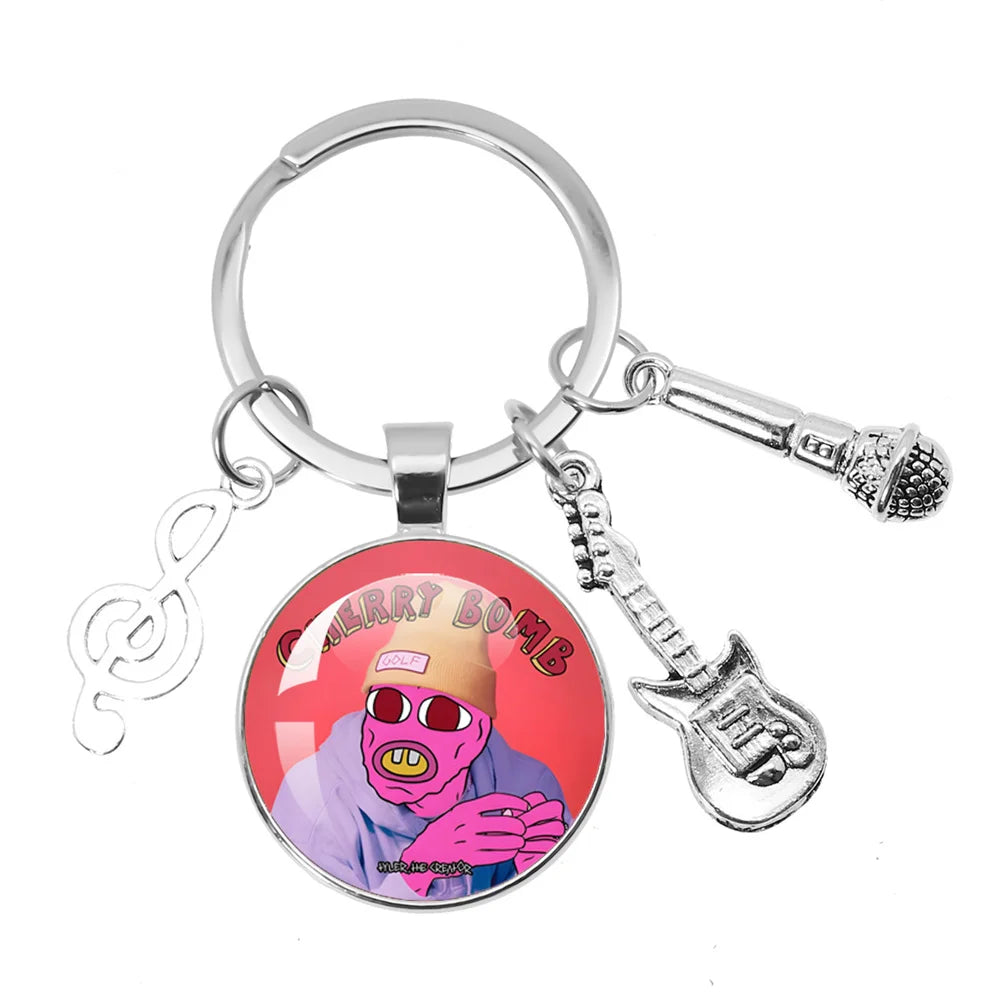 Hip-Hop Rapper Tyler Music Themed Keychain Jewelry Backpack Accessories Souvenir Pendant Key Ring Funny Meme Hip Hop Punk Gift