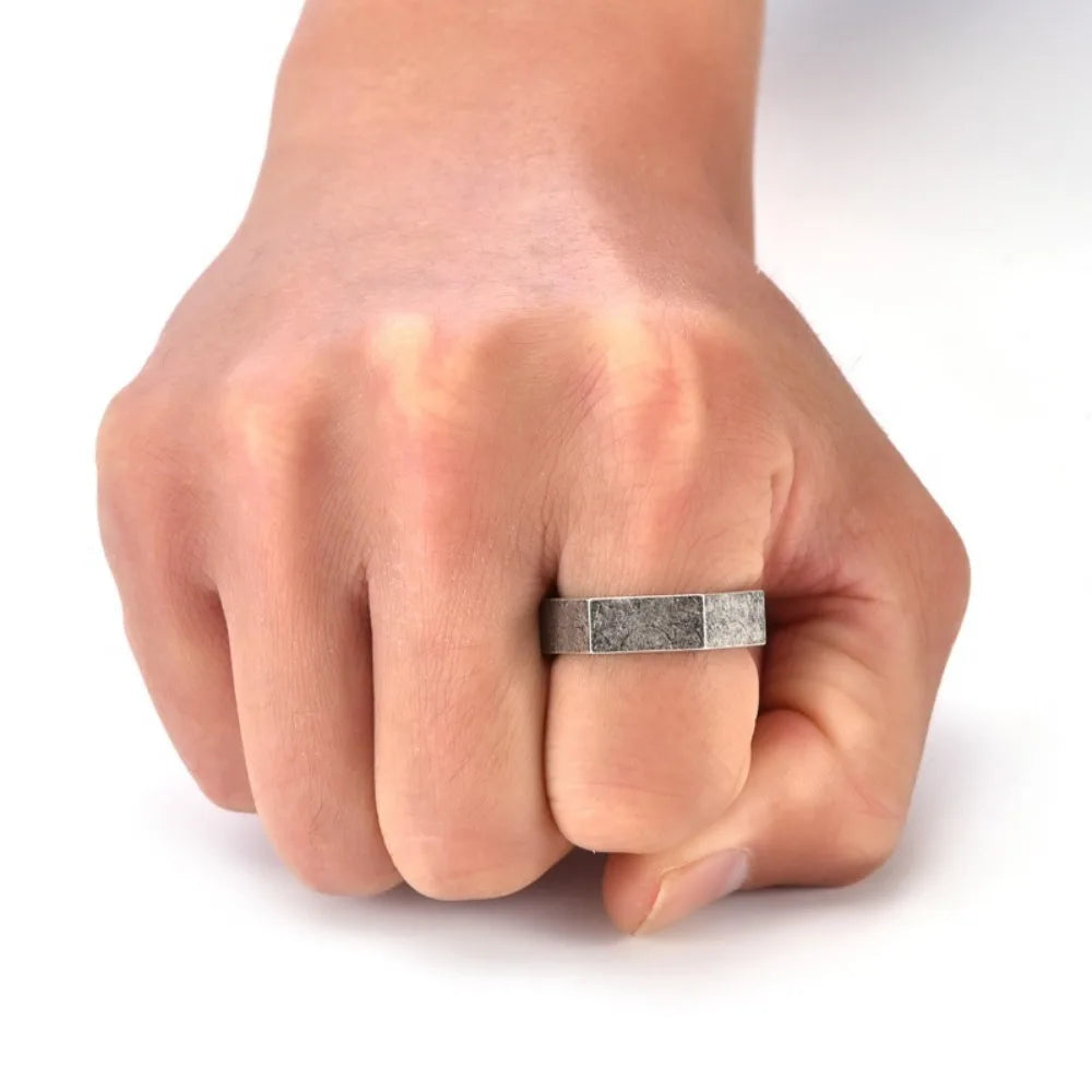 Somen Hexagon Titanium Steel Rings For Men Nut Shape Geometric Wedding Band Engagement Cocktail Party Jewelry Gift Bague Homme