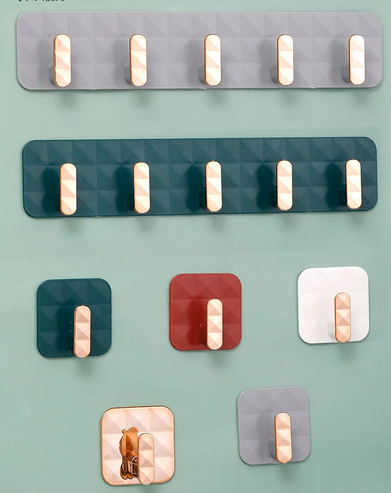 Waterproof Self-Adhesive Wall Hooks For Hanging Keys Clothes Hanger Door Robe Hook Coat Rack Towel Holder Bathroom Accessories