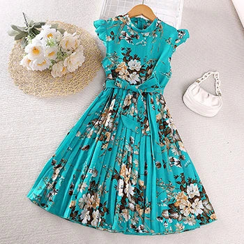 4-12 Years Flowers Girls Dress Summer Sleeveless Fashion Elegant Little Princess Dress Birthday Dance Party Gifts Kids Clothes