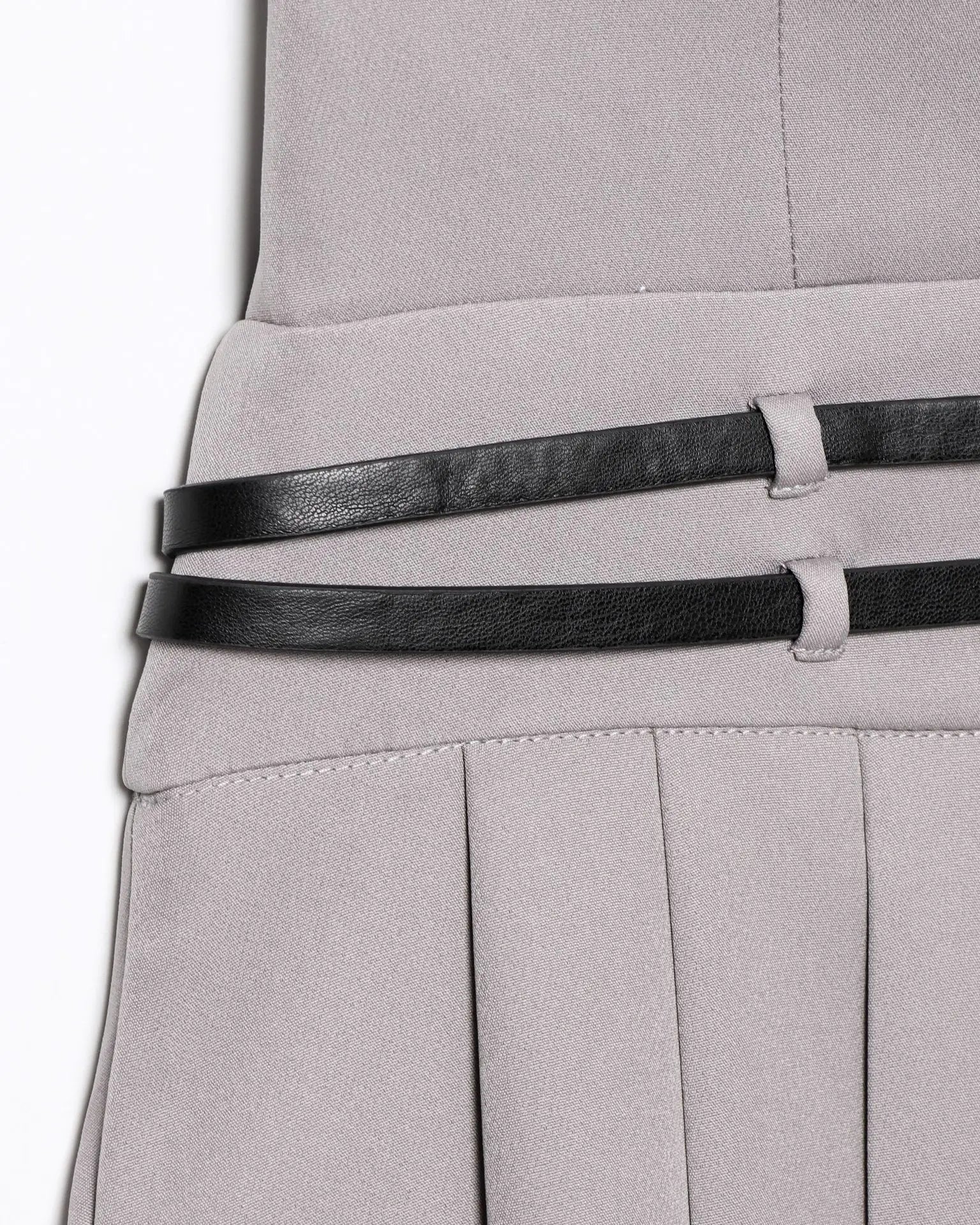 ZBZA Women's Pleated Dress with Belt Backless Spaghetti Strap Square Neck Low Waist Solid Color Mini Dress Summer New Chic Top