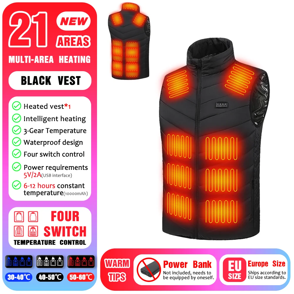27 Areas Electric Heated Vest Heated Jackets Men Women Sportswear Heated Carbon Fibre Heat Coat USB Heating Jacket For Outdoor
