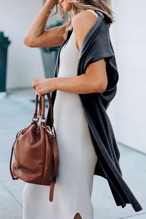 Fashion Women's Casual Knitwear Coat Cardigan Trendy Long Sleeveless Vest Jacket