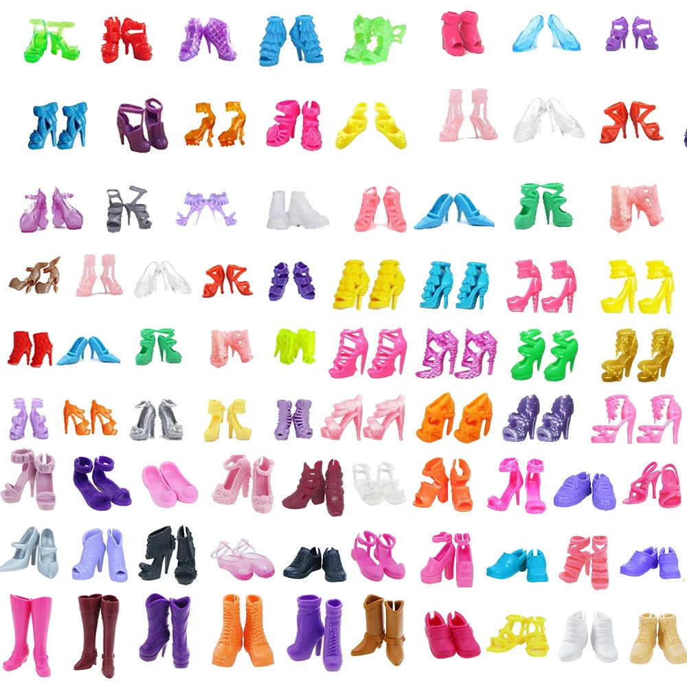 50 Pairs Colorful Doll Shoes High Heels Boots Sandals Slipper Assorted Dolls Shoes for 11.5inch Accessories Kids  Toys