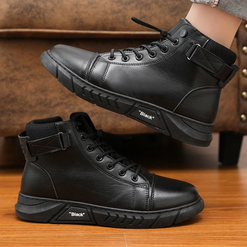 Leather Men's Ankle Boots Outdoor fashion Mens Leisure Boots Lightweight Designer Male Warm Work Boots Classic Handmade Boots