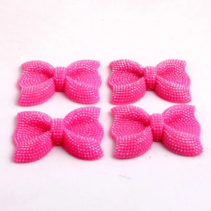 Kwoi Vita Middle Vertical Hole 42x54MM Chunky Resin Rhinestone Bows Beads 50PCS A Lot For  Jewelry