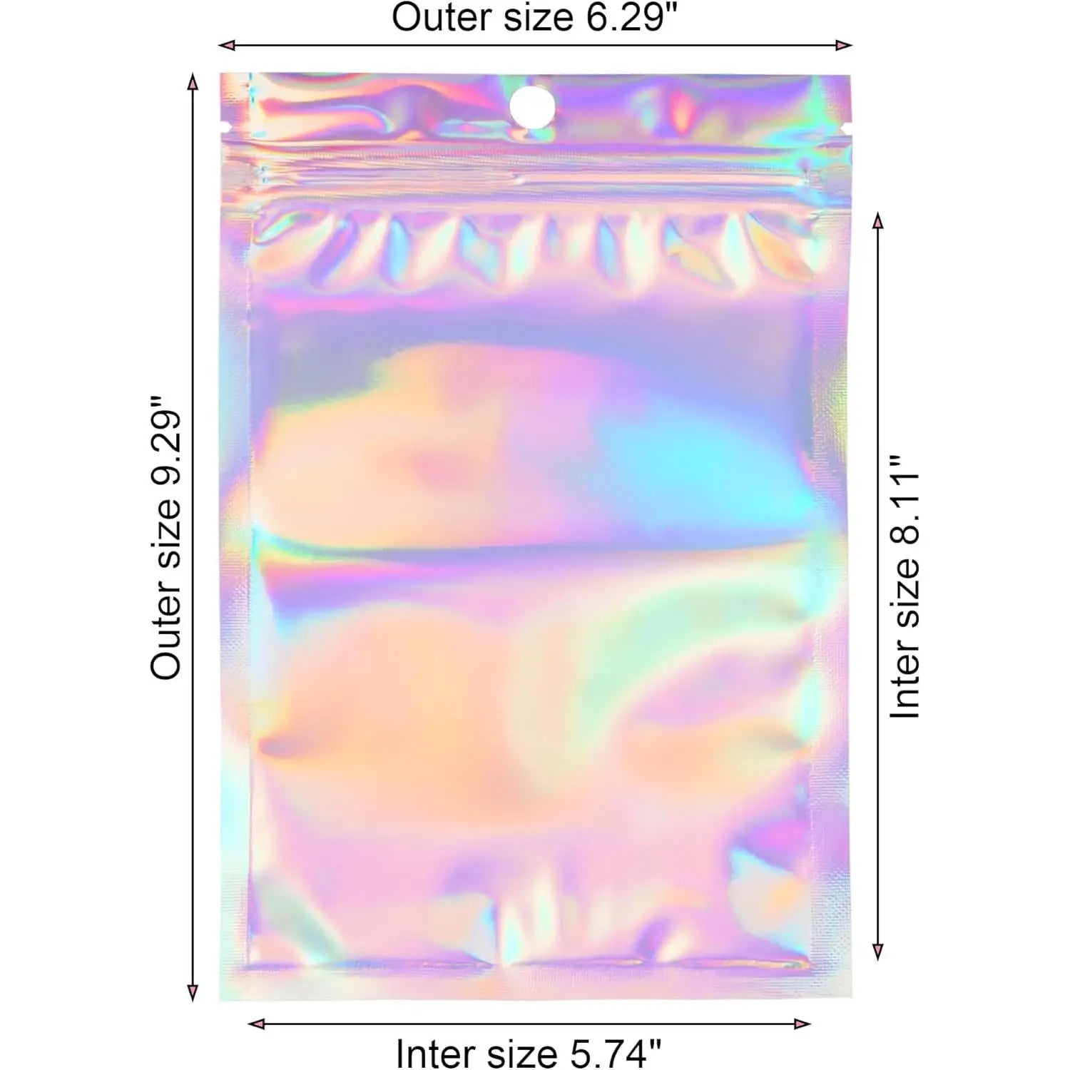 10/20/50/100pcs Holgraphic Mylar Bags Wih Clear Window Thicken Laser Self Sealing Bag Mini Ziplock Bags Jewelry Bags Retail Bags