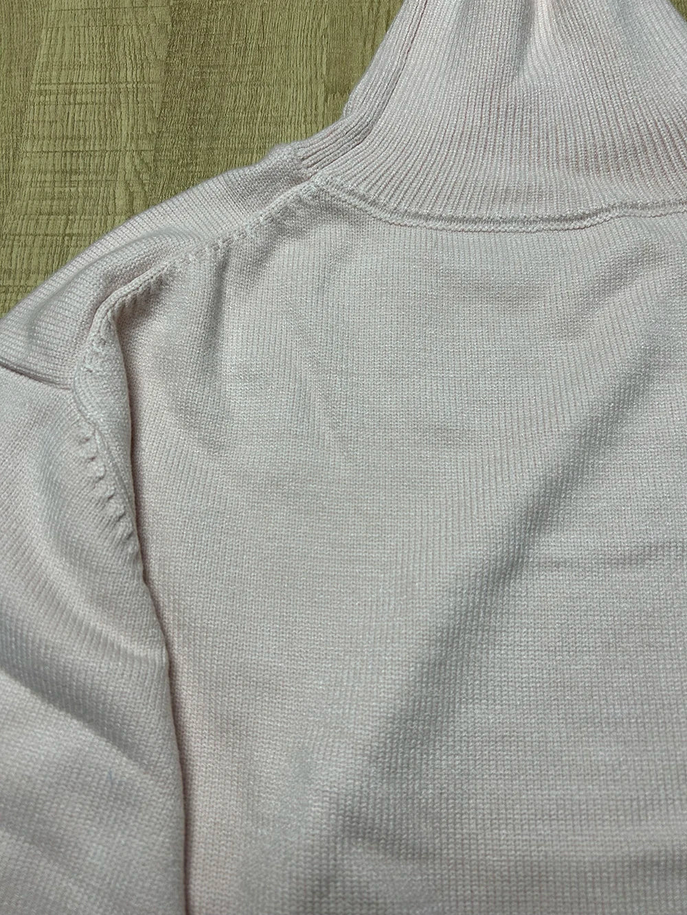 Original Light Luxury O-neck Knit Sweater Autumn and Winter Women's Elegant Loose Mock Neck Solid Color Warm Outerwear Sweater