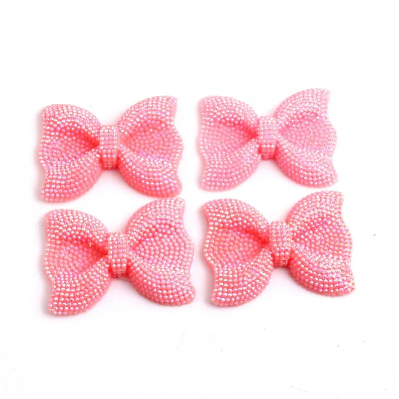 Kwoi Vita Middle Vertical Hole 42x54MM Chunky Resin Rhinestone Bows Beads 50PCS A Lot For  Jewelry