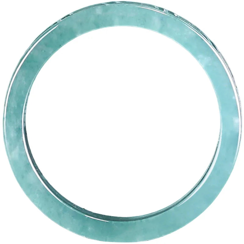 Original Natural A-grade Jade Blue Water Antique Pattern Square Ring Ice Jadeite Male Gifts Female Jewelry Personality Drop Ship